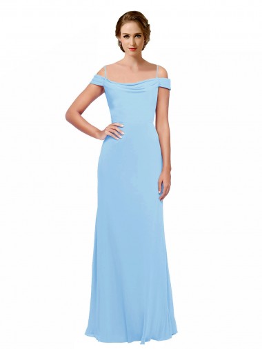Off the Shoulder Bateau Neck Chiffon Bridesmaid Dress with Straps Glasgow
