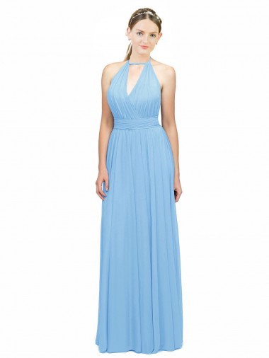 Keyhole Front Sheath Chiffon Bridesmaid Dress with Open Tie Back Glasgow