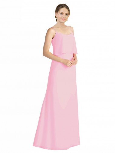 Spaghetti Straps A-Line Chiffon Bridesmaid Dress Low Back Glasgow