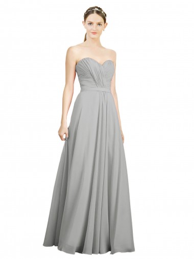 Sweetheart Strapless Draped Long Chiffon Bridesmaid Dress Glasgow