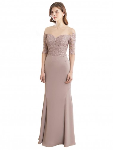 Sweetheart Neckline Long Sleeves Lace Bridesmaid Dress Glasgow
