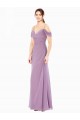 Draped Off the Shoulder Sweetheart Chiffon Bridesmaid Dress with Button Back