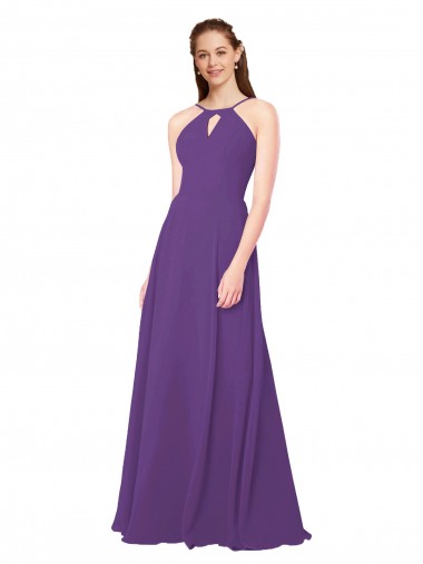 High Halter Chiffon Bridesmaid Dress with Keyhole Glasgow
