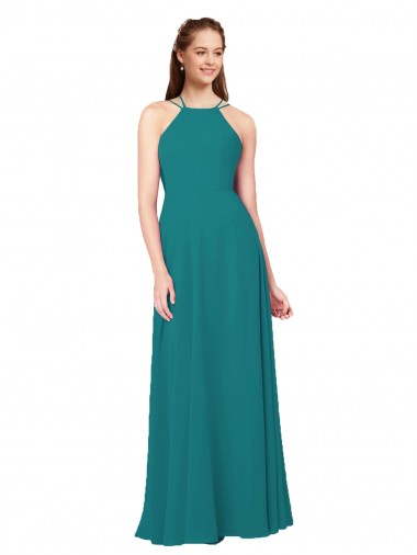 Simple Chiffon Bridesmaid Dress with High Halter Neckline Glasgow