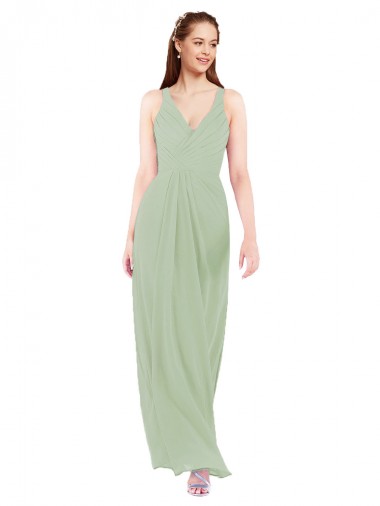 Feminine Chiffon Bridesmaid Dress with Ruching and V-Neckline Glasgow