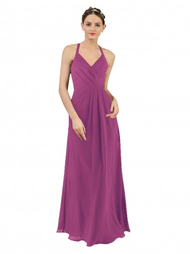 Sassy Chiffon Bridesmaid Dress with Halter Neckline Glasgow