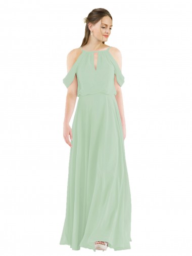 Off-the-Shoulder Long Chiffon Beachy Bridesmaid Dress Glasgow