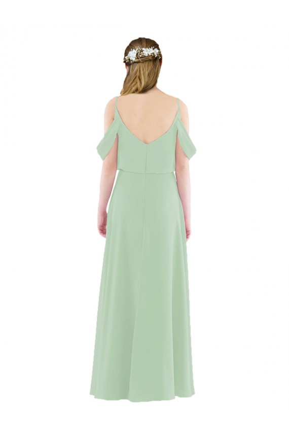 Off-the-Shoulder Long Chiffon Beachy Bridesmaid Dress