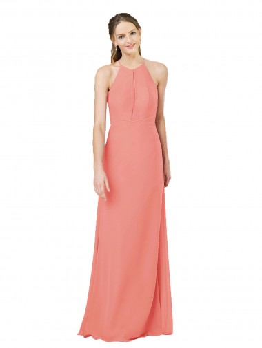 Modern Long Chiffon Bridesmaid Dress with Keyhole Back Glasgow