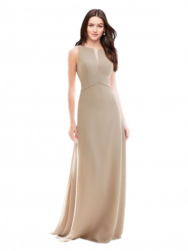 Elegant Bridesmaid with High Neckline and Illusion V-Neck Glasgow