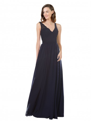 Elegant Chiffon Bridesmaid Dress with V-Neck Lace Bodice Glasgow