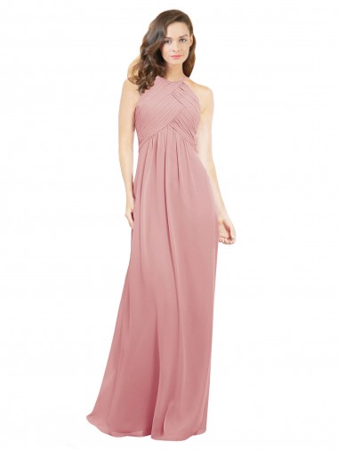 Chiffon Bridesmaids Dress with Draped Bodice and Keyhole Back Glasgow