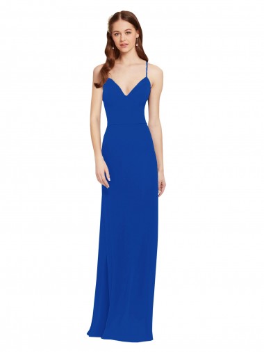 Chiffon Bridesmaid Dress with Deep V-Neck and Spaghetti Straps Glasgow