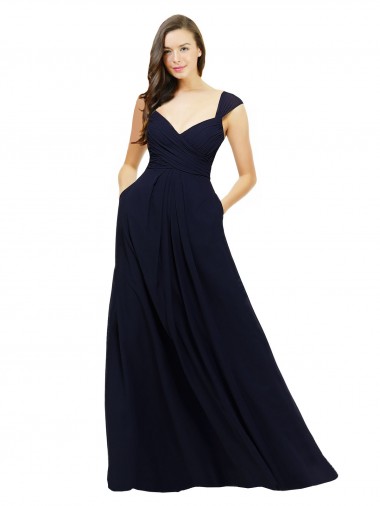 Chiffon Bridesmaid Dress with Rouched Draped Bodice and Watteau Back Glasgow
