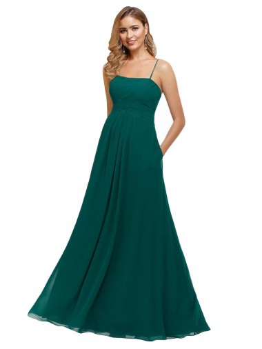 Chiffon Bridesmaid Dress with Pleated Bodice and Straps Glasgow