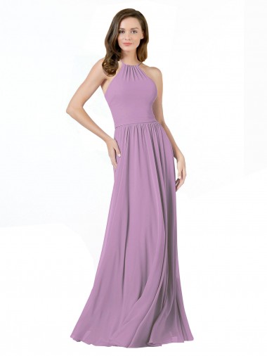 High Halter Chiffon Bridesmaid Dress with Ruffle Details Back Glasgow