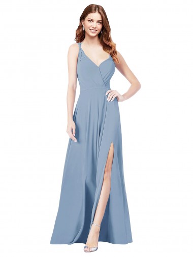 Surplice Bodice A-Line Long Chiffon Bridesmaid Dress Glasgow