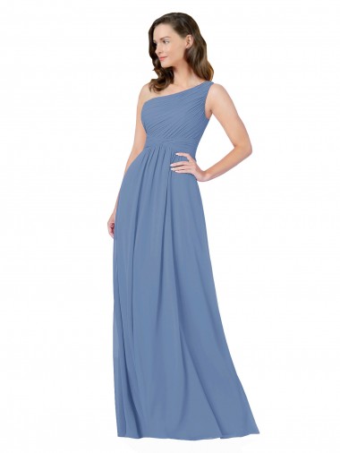 Pleated One Shoulder Chiffon Bridesmaid Dress Glasgow
