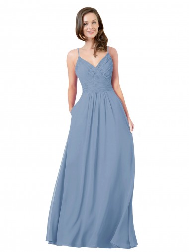 A-Line Ruched V-Neckline Chiffon Bridesmaid Dress Glasgow
