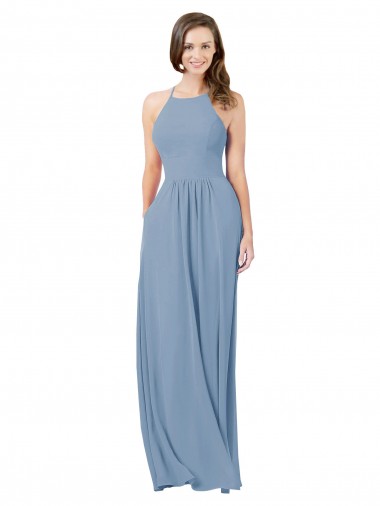 Chiffon Bridesmaid Dress with High Halter Neckline Glasgow