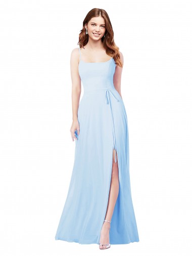 Chiffon Bridesmaid Dress with Tie Sash and Side Slit Glasgow