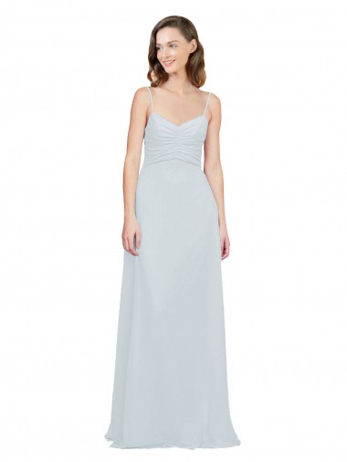 Slim A-Line Chiffon Bridesmaid Dress with Spaghetti Strap Gathered Bodice Glasgow