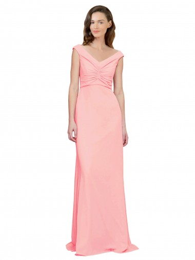 Luxe Chiffon Bridesmaid Dress with Shoulder Tip Gathered Bodice Glasgow