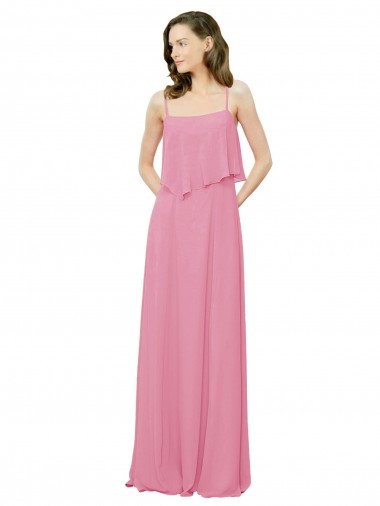 Spaghetti Strap Chiffon Bridesmaids Dress with Ruffle Overlay Glasgow