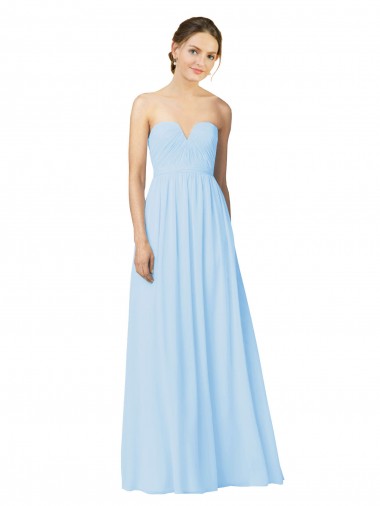 Full Length Chiffon Bridesmaid Dress with Deep Sweetheat and Shirred Bodice Glasgow