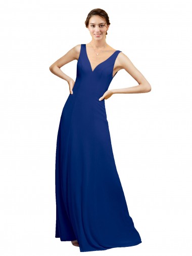 V-Neck Sheath Chiffon Bridesmaid Dress with V-Back Glasgow