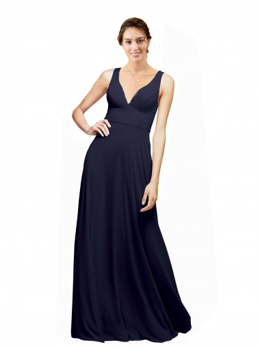 Open Back Long Chiffon Bridesmaid Dress with Plunging V-Neck Bodice Glasgow