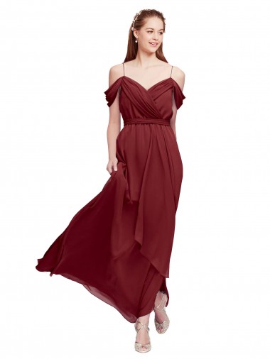 Grecian Inspired Draped Off the Shoulder Long Chiffon Bridesmaid Dress Glasgow