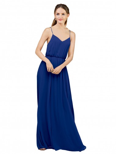 Long Chiffon Bridesmaid Dress with Spaghetti Strap Bodice Glasgow