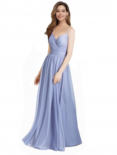 Ruched Criss Over Bodice Chiffon Bridesmaid Dress with Lace Open Back Glasgow