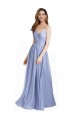 Ruched Criss Over Bodice Chiffon Bridesmaid Dress with Lace Open Back