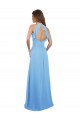 Chiffon A-Line Bridesmaid Dress with Halter Neck and Ruffled Back Straps
