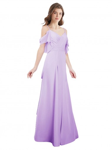 Chiffon Bridesmaid Dress with Draped Sweetheart Bodice and Off The Shoulder Flounces Glasgow