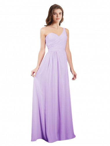 Draped One Shoulder A-Line Long Chiffon Bridesmaid Dress Glasgow