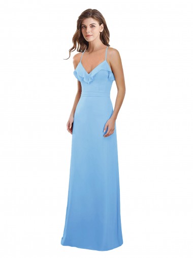 Slim Chiffon Bridesmaid Dress with Ruffled Sweetheart Neckline Glasgow