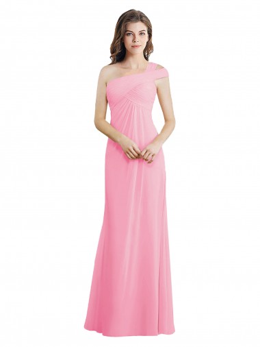 Single Shoulder Chiffon Bridesmaid Dress with Draped Bodice Glasgow