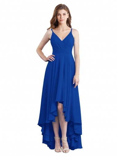 Draped High Low Chiffon Bridesmaid Dress with Cross Over Bodice Glasgow