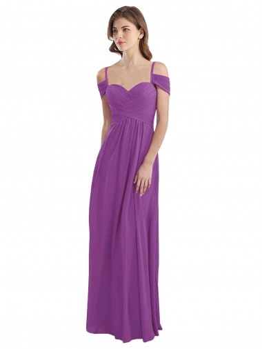 Cold Shoulder Long Chiffon Bridesmaid Dress with Ruching Details Glasgow