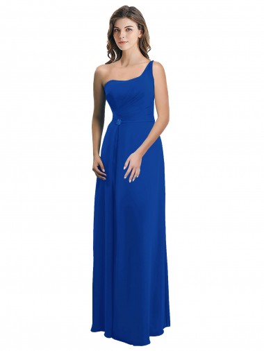 One Shoulder A-Line Chiffon Bridesmaid Dress with Pleated Bodice Glasgow