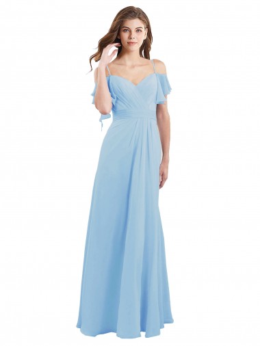 Cold Shoulde Chiffon Bridesmaid Dress with Wrap Bodice Glasgow