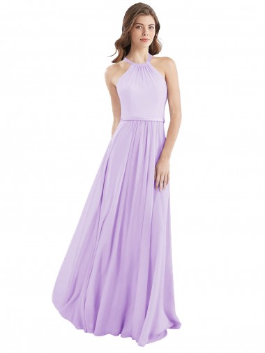 Halter Chiffon A-Line Bridesmaid Dress with Flounce Back Glasgow