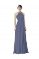 Halter Neck Ruched Bodice Chiffon Bridesmaid Dress