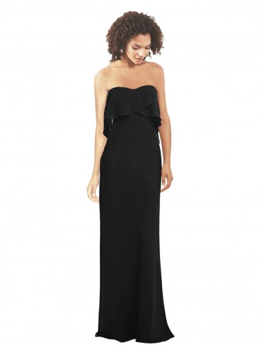 Strapless Chiffon Bridesmaid Dress with cascading Flounce Crop Top Bodice Glasgow