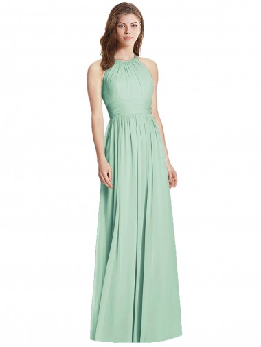 Cutout Open Back Shirred Halter Maxi Bridesmaid Dress Glasgow