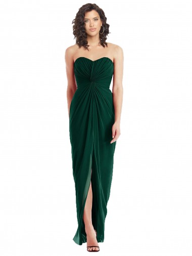 Twist Front Draped Chiffon Bridesmaid Dress with Slit Glasgow