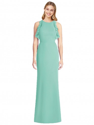 Jewel Neck Mermaid Open Back Chiffon Bridesmaid Dress Glasgow